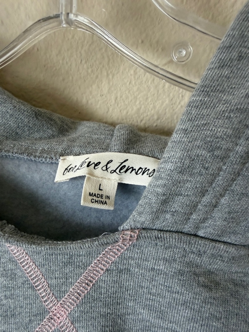 For Love And Lemons Josie Cropped Gray Hoodie Sweatshirt - Picture 4 of 6